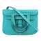 HERMES PHW Mini Halzan Shoulder Bag Veau Swift Leather Bleu Paon Blue