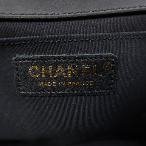 CHANEL Quilted CC GHW Boy 25 Chain Shoulder Bag Lambskin Leather Black