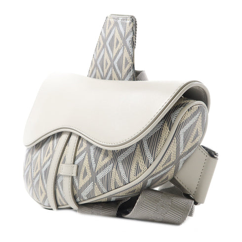 Christian Dior CD SHW Men Saddle Bag Shoulder Bag Coated Canvas Grey