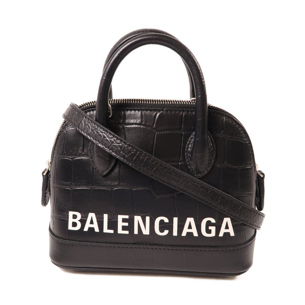 BALENCIAGA SHW Ville 2Way Shoulder Hand Bag Calfskin Leather 550646 Black
