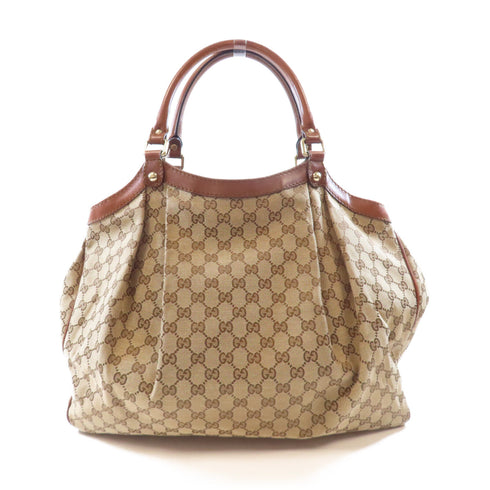 GUCCI GG GHW Sukey Hobo Shoulder Bag 211943 Canvas Brown