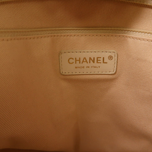 CHANEL CC GHW Deauville Tote Bag 2 Way Shoulder Canvas Straw