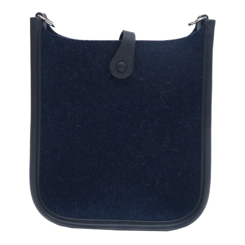 HERMES PHW Evelyne TPM Shoulder Bag Wool Blue