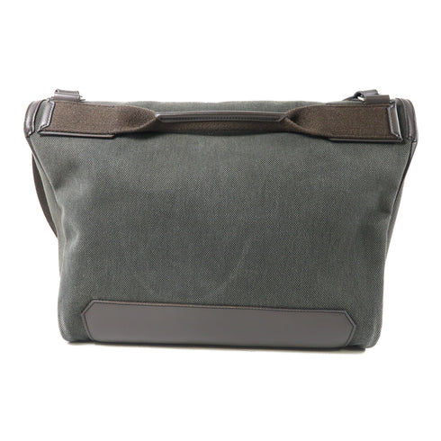 HERMES PHW Aller-Retour Messenger Shoulder Bag 066491C Canvas Green/Brown