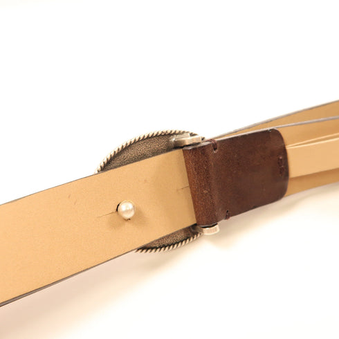 CHANEL CC SHW Belt Calfskin Leather Marron Brown