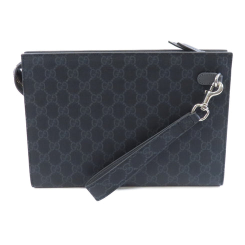 GUCCI GG SHW GG Supreme Clutch Second Bag Coated Canvas Gray