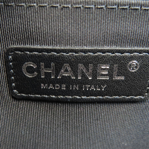 CHANEL Quilted CC SHW Boy 25 Chain Shoulder Bag A67086 Canvas Black/Yellow