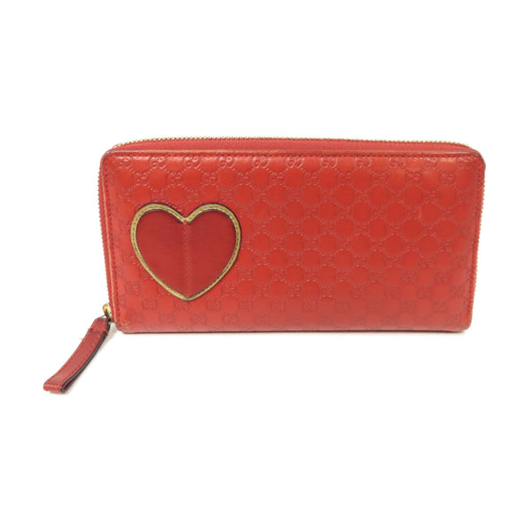 GUCCI GG GHW Zipped Long Wallet Calfskin Leather Red