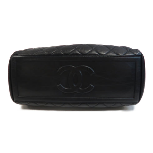CHANEL Quilted CC GHW Chain Shoulder Bag Leather Black v1
