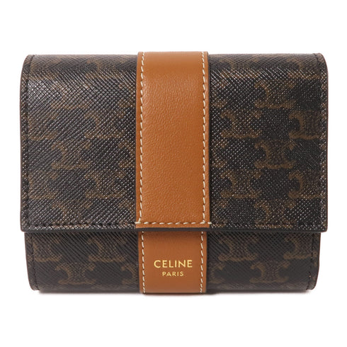 CELINE GHW Wallet 10D572BZ9 Coated Canvas Leather Black Brown