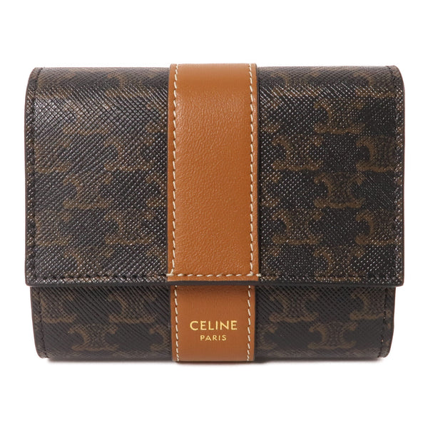 CELINE GHW Wallet 10D572BZ9 Coated Canvas Leather Black Brown