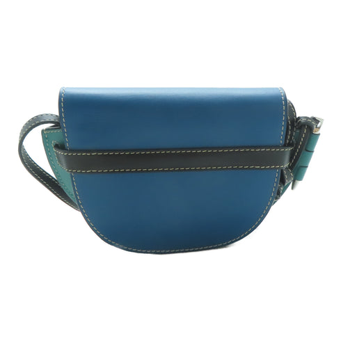 LOEWE SHW Gate Shoulder Bag Calfskin Leather Blue Green