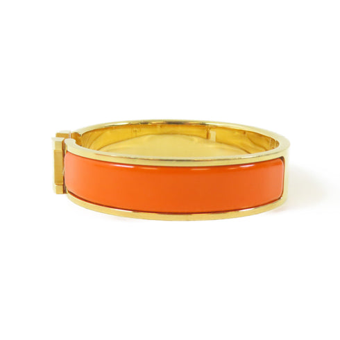 HERMES Clic H Bracelet Bangle Enamel/Metal Orange/Gold