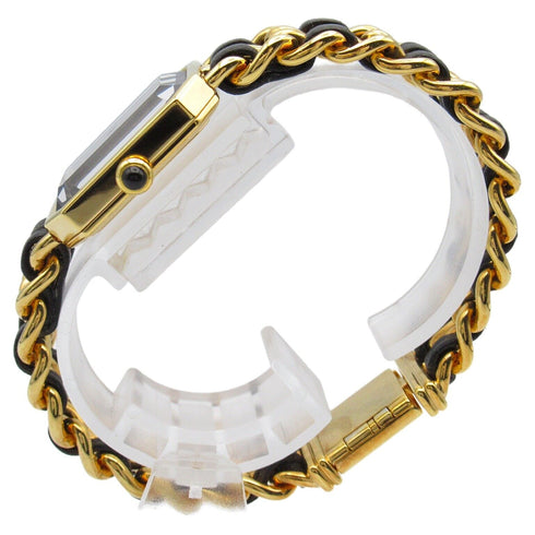 CHANEL CC Premiere L Quartz Watch H0001 Gold Plated Leather Black v1