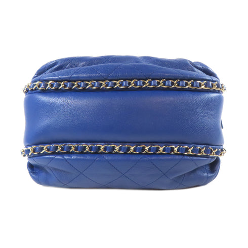 CHANEL Quilted CC GHW Chain Shoulder Bag Calfskin Leather Blue