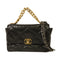 CHANEL Quilted CC GHW/SHW Chanel 19 Large 2 Way Shoulder Handbag Lambskin Black