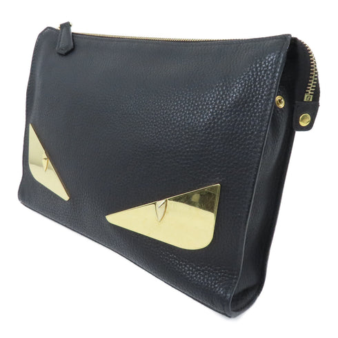 FENDI GHW Clutch Bag 7VA433 A7SR Calfskin Leather Black