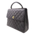 CHANEL CC GHW Vintage Top Handle Bag Handbag Calfskin Leather Black