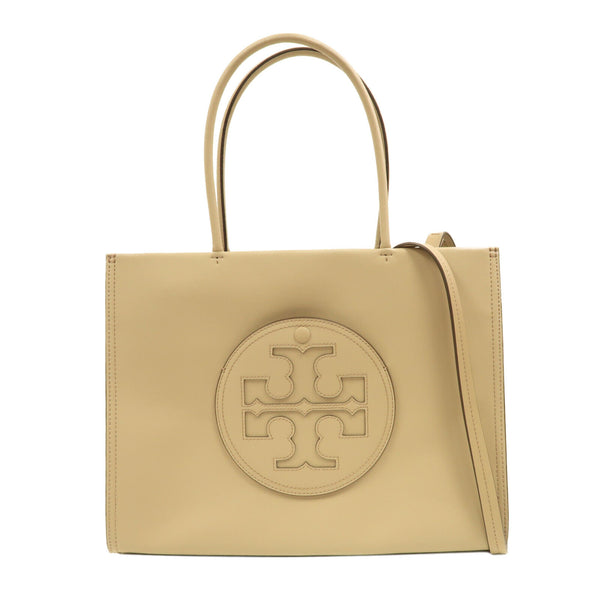 Tory Burch GHW 2 Way Shoulder Bag Handbag Calfskin Leather Beige