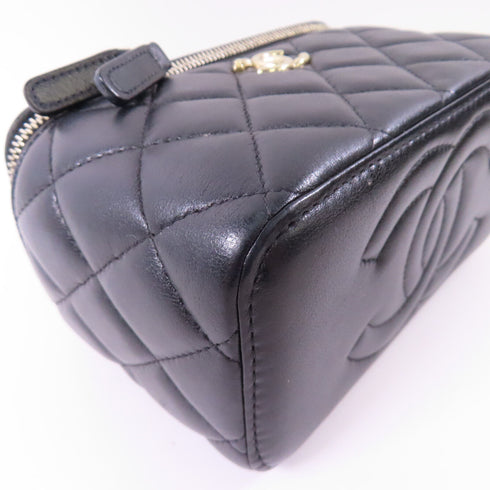 CHANEL CC GHW Vanity Case 2 Way Bag Calfskin Leather Black
