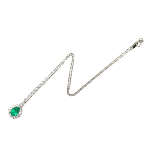 FINE JEWELRY 2.90ct Emerald 1.20ct Diamond Necklace PT900 PT850