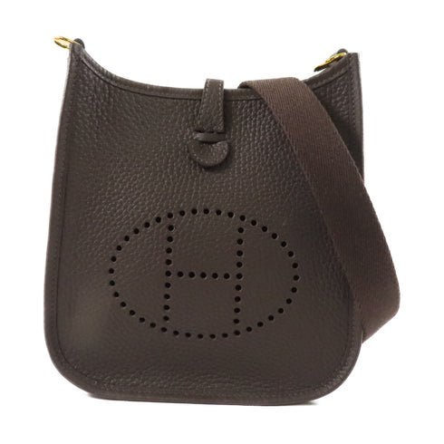 HERMES GHW Evelyne TPM Shoulder Bag Clemence Leather 46 Ebene