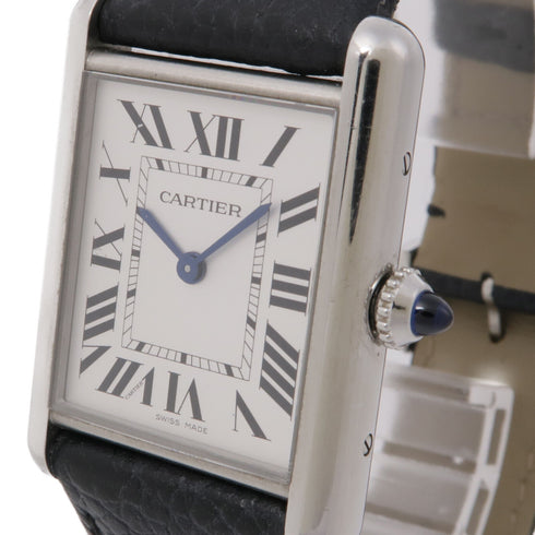CARTIER Tank Must WSTA0041 Quartz Watch Stainless Steel/Leather Belt White
