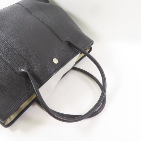 HERMES PHW Garden Party PM Tote Shoulder Bag Negonda Leather Noir Black