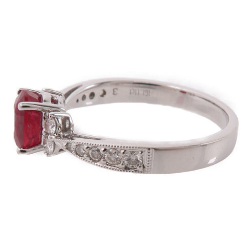 JEWELRY Ruby Diamond Ring 18K White Gold US#6.25