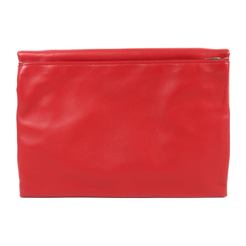 CELINE Clutch Bag Pouch Lambskin Leather Red