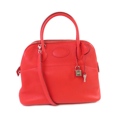 HERMES PHW Bolide 31 Handbag Shoulder Bag Clemence Leather Rouge Casaque Red