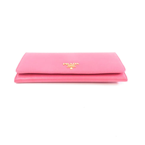 PRADA GHW Long Wallet 1M1132 Saffiano Leather Pink