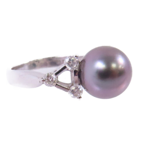 FINE JEWELRY Pearl 0.31ct Diamond Ring US#5 18K White Gold