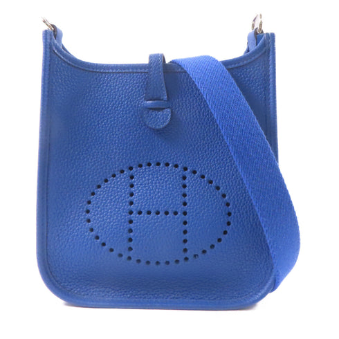 HERMES PHW Evelyne TPM Shoulder Crossbody Bag Taurillon Clemence Blue