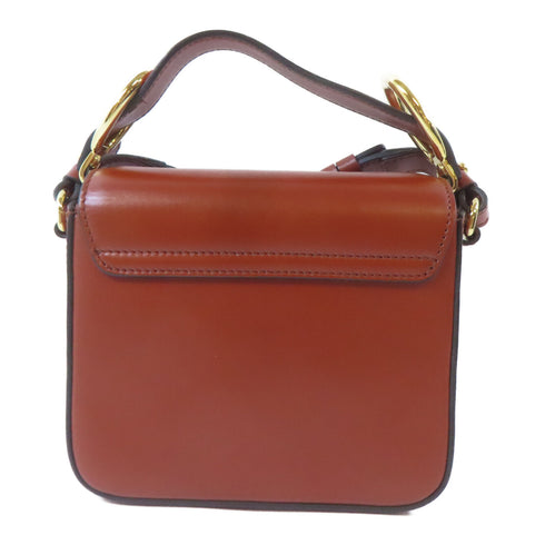 Chloe GHW Mini C Bag 2Way Shoulder Handbag 01207565 Calfskin Leather Suede Brown