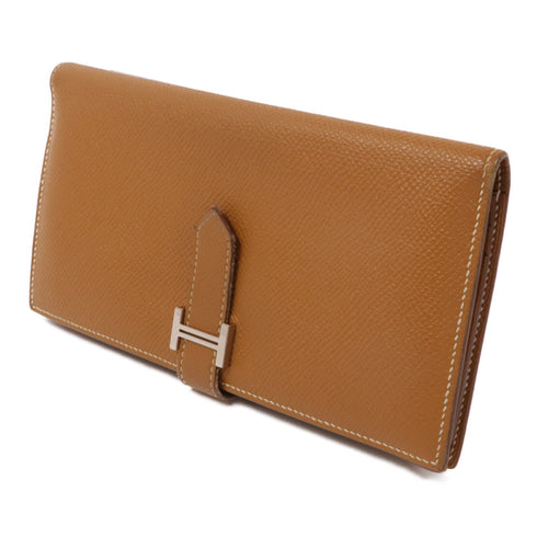 HERMES PHW Bearn W Snap Wallet Long Wallet Epsom Leather 37 Gold