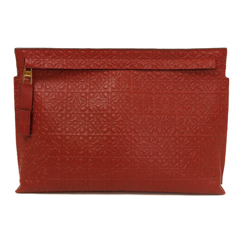 LOEWE GHW Clutch Bag Calfskin Leather Red