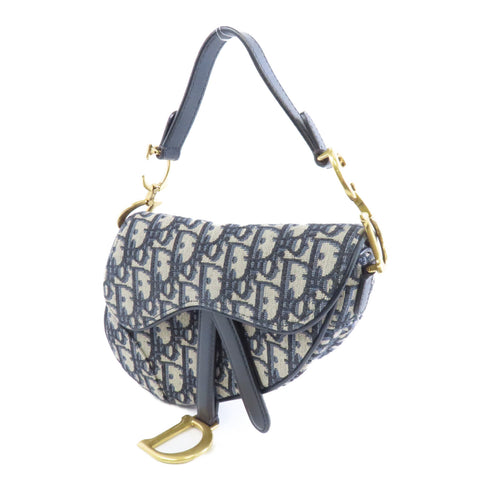 Christian Dior CD GHW Saddle Mini Handbag M0447 CTZQ Canvas Blue