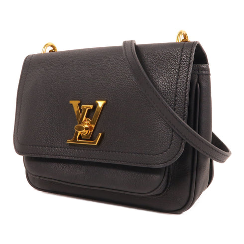 LOUIS VUITTON LV GHW Lock Me Chain Shoulder Bag Calfskin Leather Black