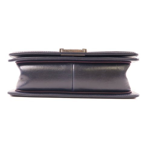 CHANEL CC SHW Paris Salzburg Boy 25 Chain Shoulder Bag Lambskin Leather Navy