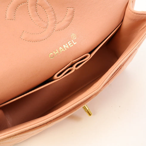 CHANEL CC GHW Chain Shoulder Bag Quilted Lambskin Leather Pink