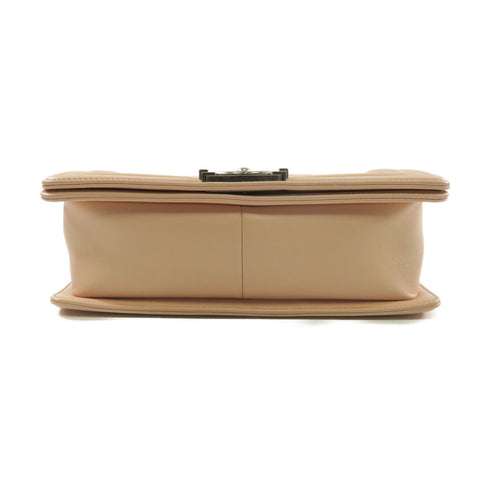 CHANEL Quilted CC SHW Boy 25 Chain Shoulder Bag Lambskin Leather Pink