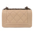 CHANEL CC Boy 20 Chain Shoulder Bag Lambskin Beige