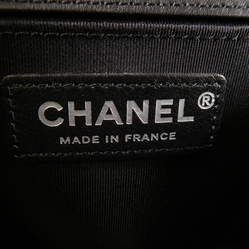 CHANEL CC SHW Boy 25cm Chain Shoulder Bag Lambskin Leather Black