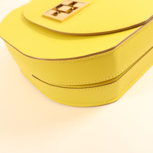 HERMES GHW Mosaique Shoulder Bag Veau Epsom Leather Lime Yellow