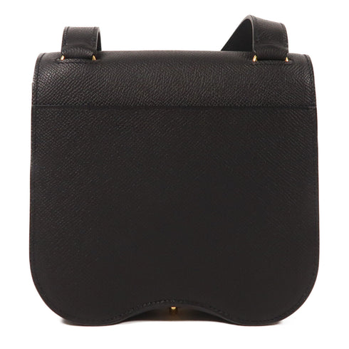 HERMES GHW Della Cavalleria Mini Shoulder Bag Epsom Leather Noir Black