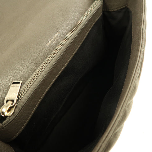 SAINT LAURENT YSL SHW 2 Way Shoulder Bag 487212 Calfskin Leather Grey