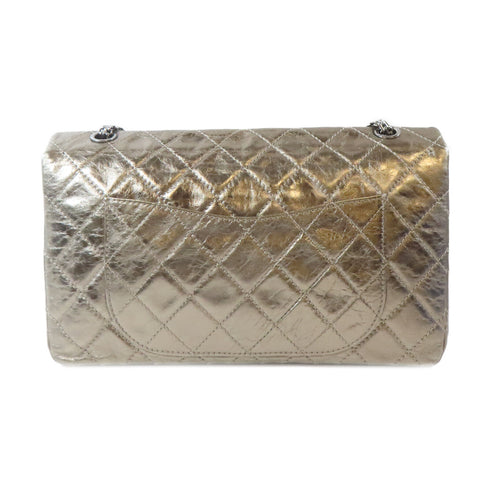 CHANEL Quilted CC SHW Jumbo 2.55 Chain Shoulder Calfskin Leather Metallic Gold