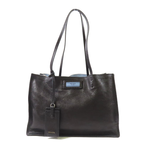 PRADA SHW Shoulder Bag Glace Calfskin Leather/Suede 1BG122 Nero/Astrale