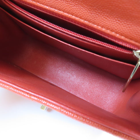 CHANEL CC GHW Mini Classic Hangbag Shoulder Bag A35200 Caviar Leather Orange